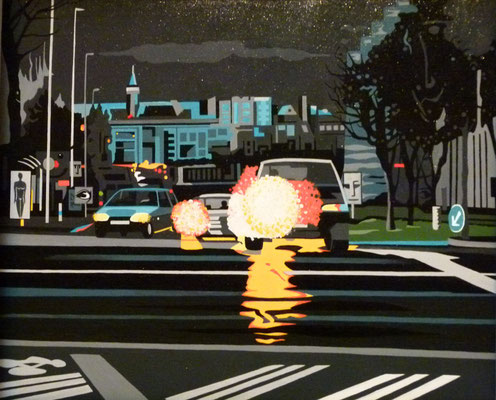 Boulevard du château. Acrylique sur toile. Collection privée.