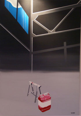 Très tôt je peignais des toiles bidon. Acrylique sur toile. 81 x 116 cm.950 €