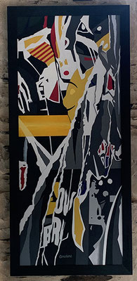 Il rit jaune. 55 x 115 cm. Acrylique sur toile marouflée bois. 750 €