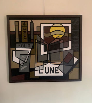 Lecture à la l'une. Acrylique sur bois. 93 x 103 cm. 1000 €