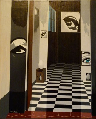 Les murs ont des yeux. Acrylique sur toile. Collection privée.