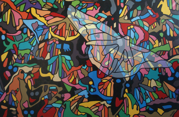 Papillons. Acrylique sur toile. Collection privée.