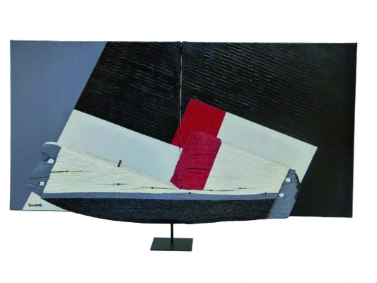 Poutre de navire et sa toile en écho. Acrylique. Collection privée.