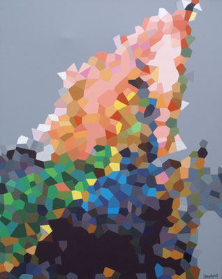 Cristallisation de drapeaux. Acrylique sur toile. 81 x 100 cm. 800 €