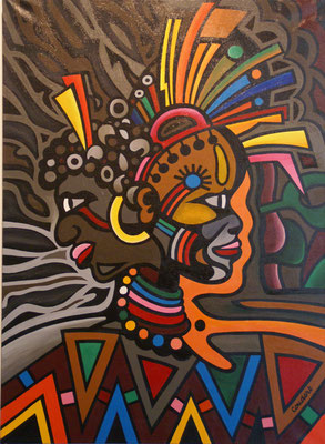 Siamoises. Acrylique sur toile. Collection privée.