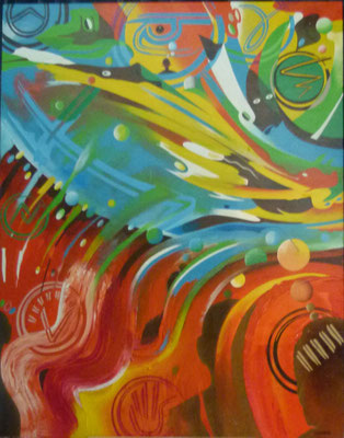 Terre joyeuse. Toile réalisée dans le cadre d'un mécénat de l'entreprise Triesse.