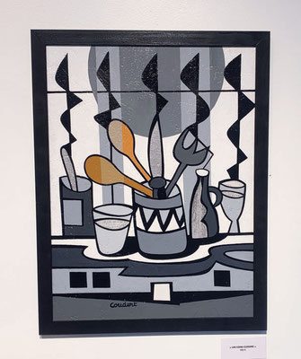 Coin cuisine. Acrylique sur bois. 50 x 65 cm. Collection privée