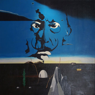 Dali face à la naissance de son œuf. Acrylique sur toile. Collection privée