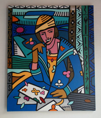 L'écrivaine. Acrylique sur toile. Collection privée