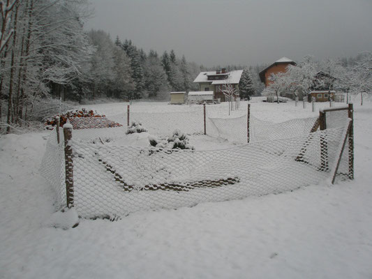 Hügelbeet im Winter