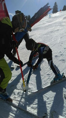 Renntraining Skiteam Heufeld. Alle Aktiven helfen mit.