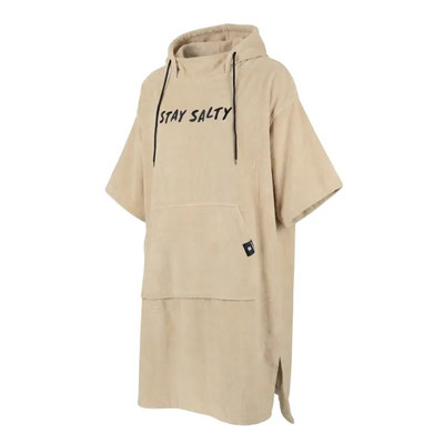 Manera Poncho 2026 mit Stay Salty Druck in der Farbe Mandel