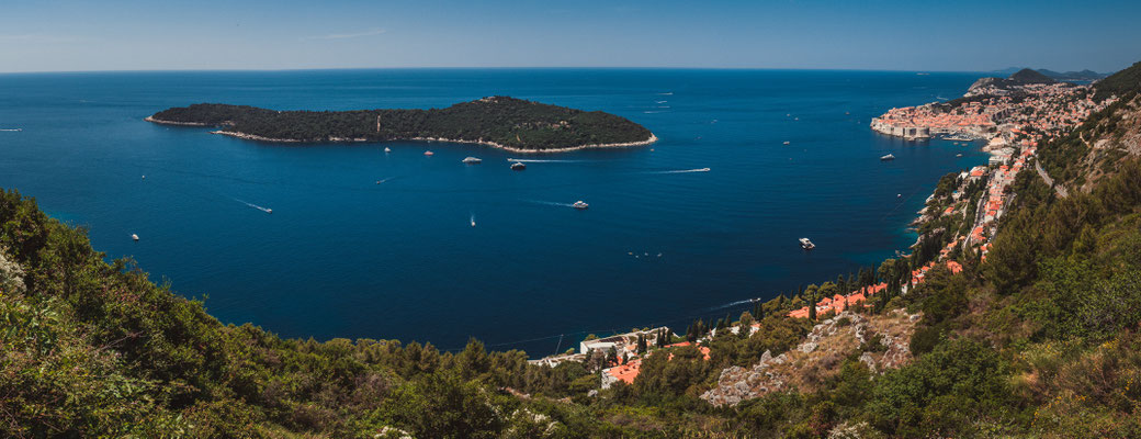 Panorama Aussicht von Dubac aus mit Blick auf Dubrovnik und das adriatische Meer