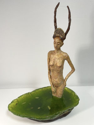 Aurore sur l'eau, 40 x 28 x 15 cm
