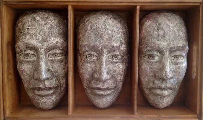 Three in a box, 31 x 52 x 13 cm