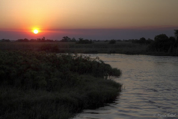 Sonnenuntergang am Okavango Delta