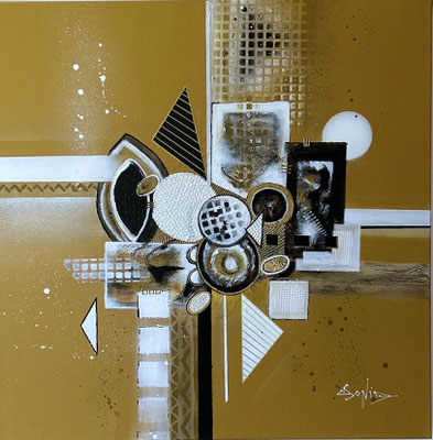 L’Or du Mouvement - 70 x 70 cm - Encadré - 1300 €