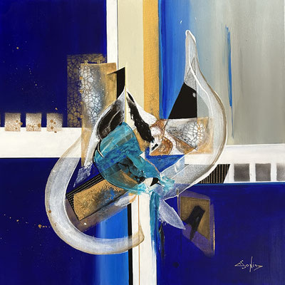 Écho Bleu - 80 x 80 cm - encadrée - 1900 €
