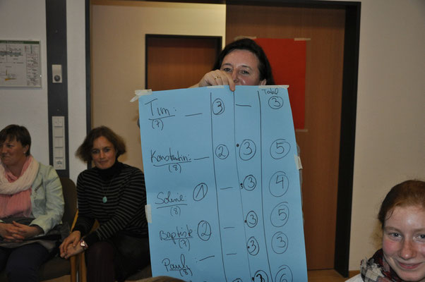 Die Sieger der Spiele werden von Annette Schmidt verkündet. 