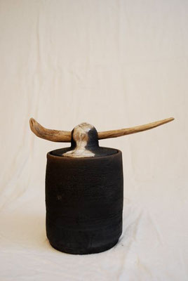 Keramik-Holz-Gefäss raku