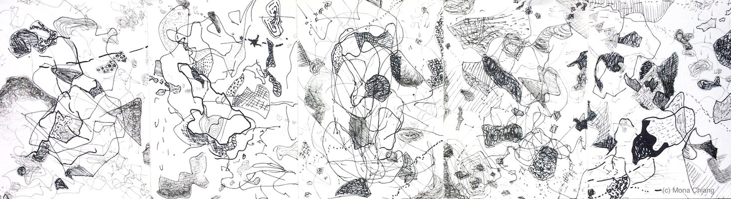 Mona Chiang, Improvisation 5.1 (2015), 11" x 29", pen on paper (Sold)