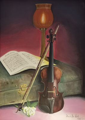 Geige mit Rose 2015, 55 cm x 70 cm, Acryltechnik
