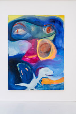 "Anxiety Whirlpool" 2021, oil on canvas, 220 x 165 cm; Kallmann-Preis 2022: Aneta Kajzer - Fließende Wesen, curated by Rasmus Kleine, Kallmann-Museum Ismaning, Photo: Patrik Graf, Munich
