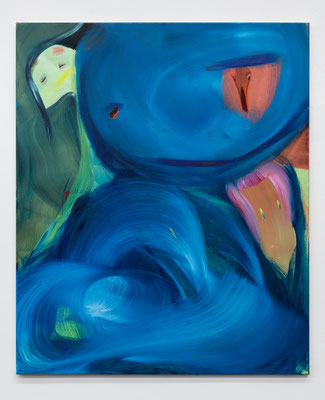 "Drachennest" 2021, oil on canvas, 120 x 100cm; Deep Blue Purple, Institut für moderne Kunst, Nuremberg, 2021, Photo: J. Kersting