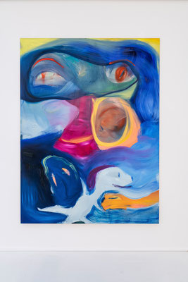 "Anxiety Whirlpool" 2021, oil on canvas, 220 x 165 cm; Kallmann-Preis 2022: Aneta Kajzer - Fließende Wesen, curated by Rasmus Kleine, Kallmann-Museum Ismaning, Photo: Patrik Graf, Munich