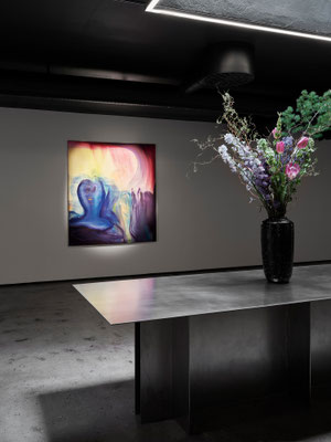 "Ursuppenbad" 2024, oil on canvas, 160 x 145cm; Meet Me When the Shadows Are Longest, Stance, 2025, Stockholm, Photo: Kristofer Johnsson