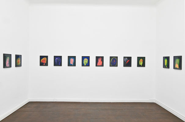 faces of mind, HAUS. KUNST. MITTE. Berlin, 2026, Photo: Michael Lüder / Aneta Kajzer, Nachtgestalten, 2020, series of 12 oil on paper works, framed, Photo: Michael Lüder