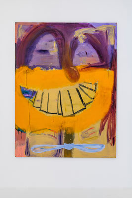 "Just Smile" 2018-2019, oil and acrylic on canvas, 200 x 150 cm; Kallmann-Preis 2022: Aneta Kajzer - Fließende Wesen, curated by Rasmus Kleine, Kallmann-Museum Ismaning, Photo: Patrik Graf, Munich