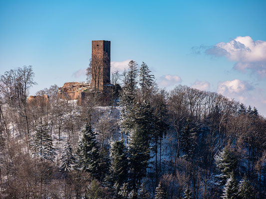 Winterliche Aussicht auf die Ruine Scharfenberg