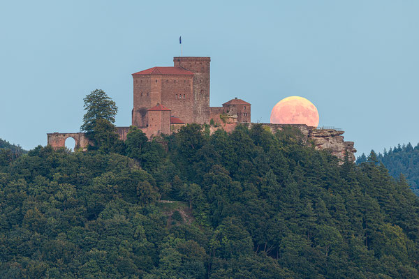 Vollmondaufgang über der Burg Trifels
