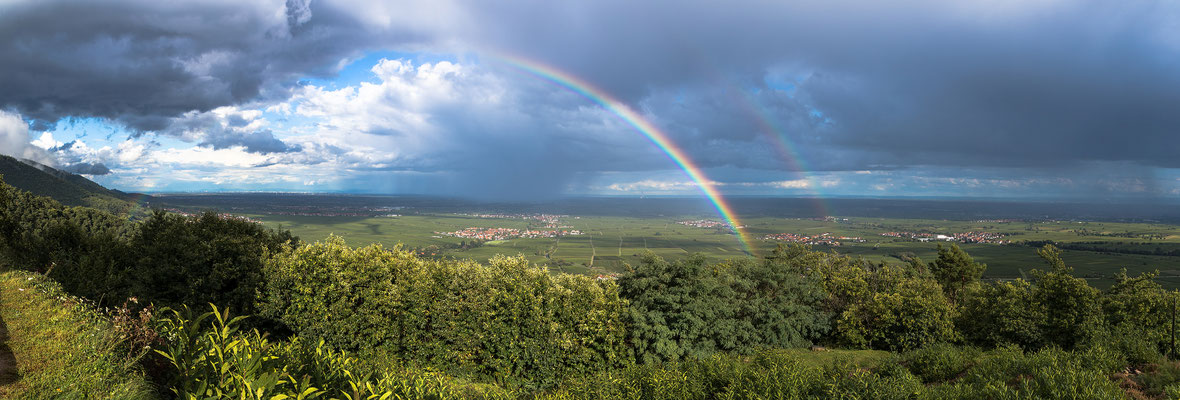 Regenbogen über der Rheinebene