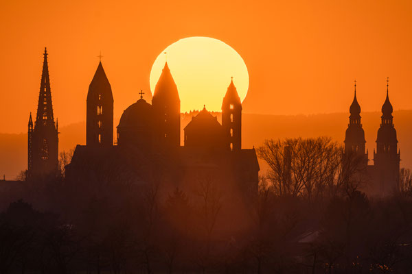 Sonnenuntergang hinter dem Speyerer Dom