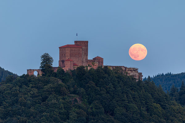 Vollmondaufgang über der Burg Trifels