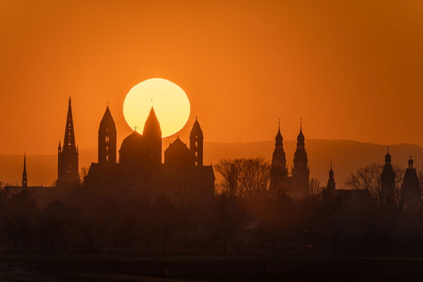 Sonnenuntergang hinter dem Speyerer Dom