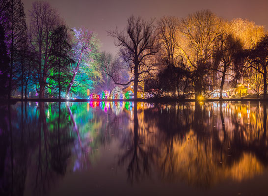 Luisenpark Mannheim in der Nacht