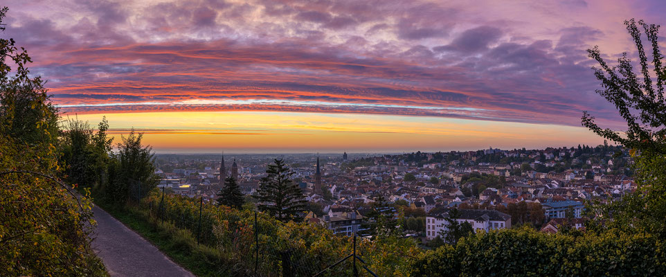 Schöner Sonnenaufgang über Neustadts Dächern