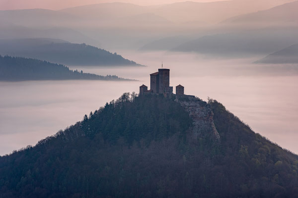 Blick ins vernebelte Queichtal