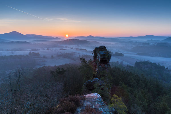 Winterlicher Sonnenaufgang an den Geiersteinen