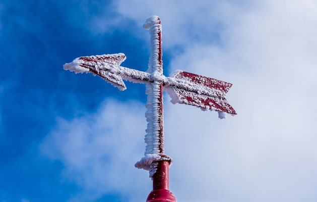 Rauhreif an der Turmspitze des Ludwigsturms