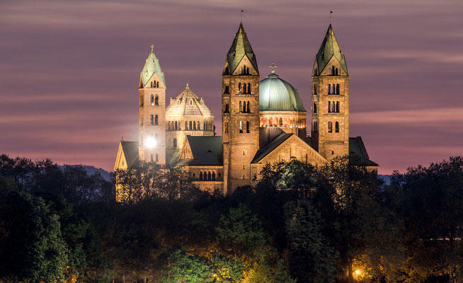 Blaue Stunde am Rhein bei Speyer
