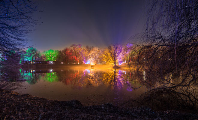 Luisenpark Mannheim in der Nacht