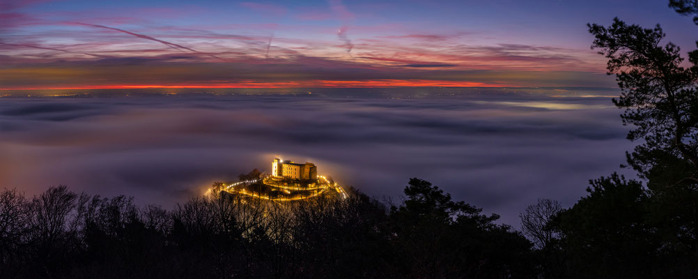 Hambacher Schloss im Morgennebel