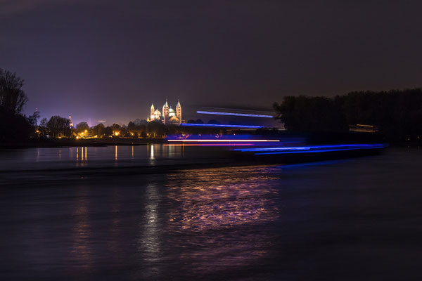 Speyer und Rhein bei Nacht