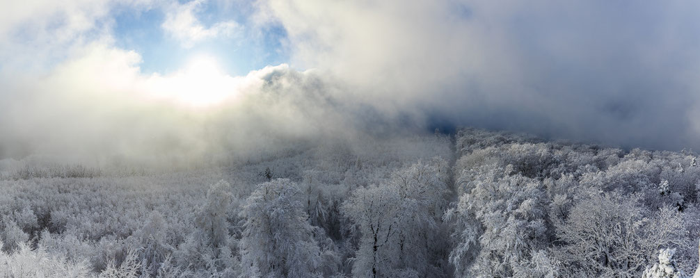 Neblige Schneelandschaft am Luitpoldturm