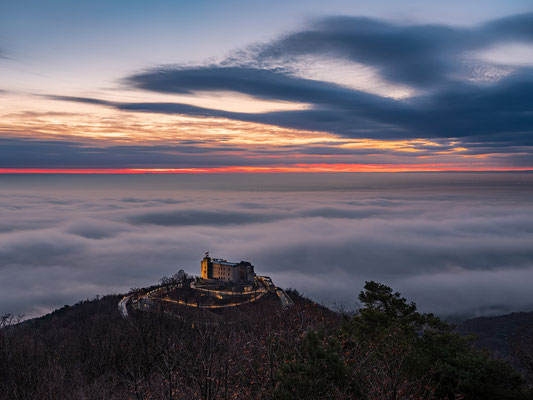 Hambacher Schloss im Morgennebel
