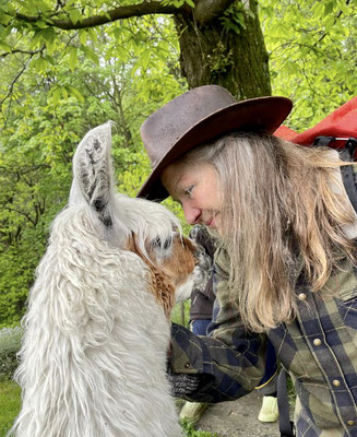Lama-Boy am begrüssen